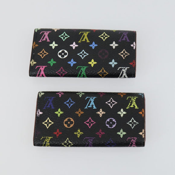 LOUIS VUITTON Monogram Key Case Wallet 6 Set White Black LV Auth 153695