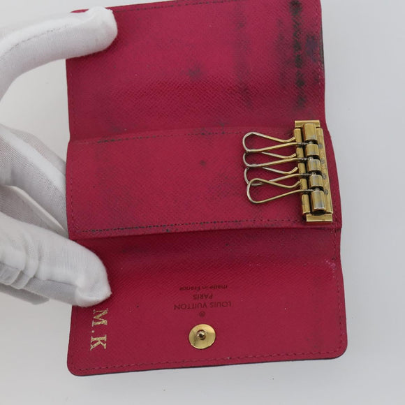 LOUIS VUITTON Monogram Key Case Wallet 6 Set White Black LV Auth 153695