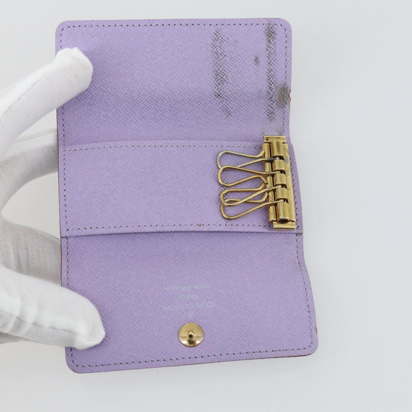 LOUIS VUITTON Monogram Key Case Wallet 6 Set White Black LV Auth 153695