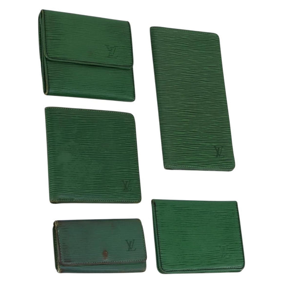 LOUIS VUITTON Epi Pass Case Key Case Wallet 5 Set Green LV Auth 153696