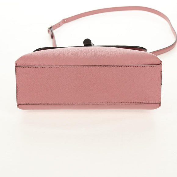 GUCCI Daily Bamboo Bag Leather 2way Pink Silver 370831 527066 Auth 153704V