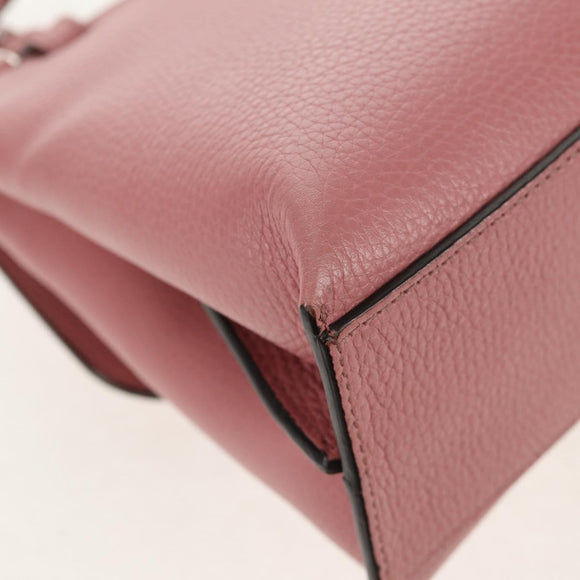 GUCCI Daily Bamboo Bag Leather 2way Pink Silver 370831 527066 Auth 153704V