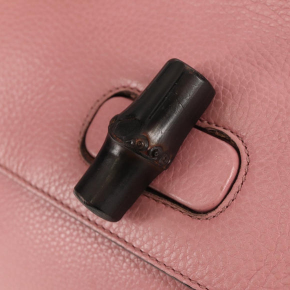 GUCCI Daily Bamboo Bag Leather 2way Pink Silver 370831 527066 Auth 153704V