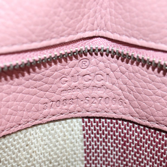 GUCCI Daily Bamboo Bag Leather 2way Pink Silver 370831 527066 Auth 153704V