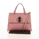 GUCCI Daily Bamboo Bag Leather 2way Pink Silver 370831 527066 Auth 153704V-12