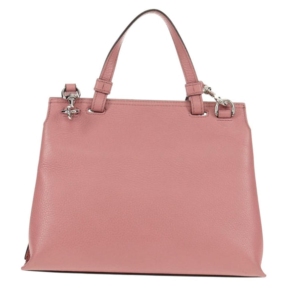 GUCCI Daily Bamboo Bag Leather 2way Pink Silver 370831 527066 Auth 153704V