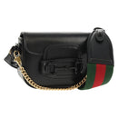 GUCCI Horsebit Web Sherry Line Bag Leather Black 726863 0416 Auth 153707SAM-1