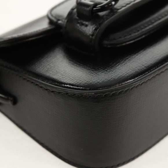 GUCCI Horsebit Web Sherry Line Bag Leather Black 726863 0416 Auth 153707SAM