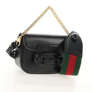 GUCCI Horsebit Web Sherry Line Bag Leather Black 726863 0416 Auth 153707SAM-5