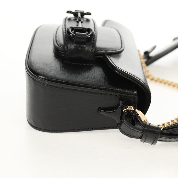 GUCCI Horsebit Web Sherry Line Bag Leather Black 726863 0416 Auth 153707SAM