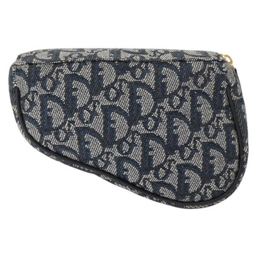 Christian Dior Trotter Canvas Saddle Pouch Blue Gold Auth 153710V - 0