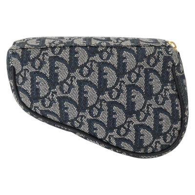 Christian Dior Trotter Canvas Saddle Pouch Blue Gold Auth 153710V - 0