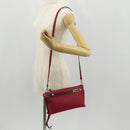 LOEWE Anagram Missy Small Shoulder Bag Leather Red Silver Auth 153712V-21