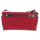 LOEWE Anagram Missy Small Shoulder Bag Leather Red Silver Auth 153712V-2