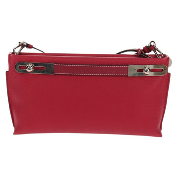 LOEWE Anagram Missy Small Shoulder Bag Leather Red Silver Auth 153712V - 0
