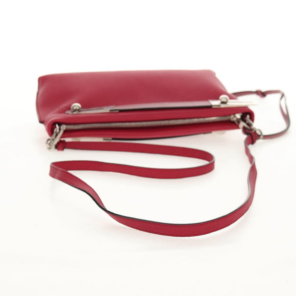 LOEWE Anagram Missy Small Shoulder Bag Leather Red Silver Auth 153712V