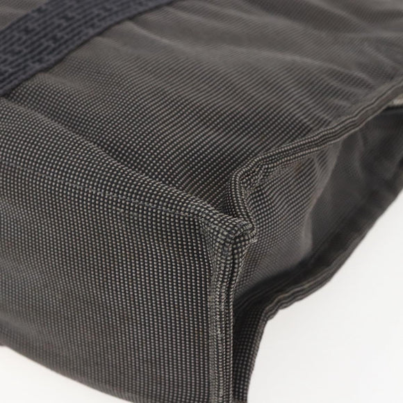 HERMES Her Line MM Hand Bag Canvas Gray Silver Auth 153727