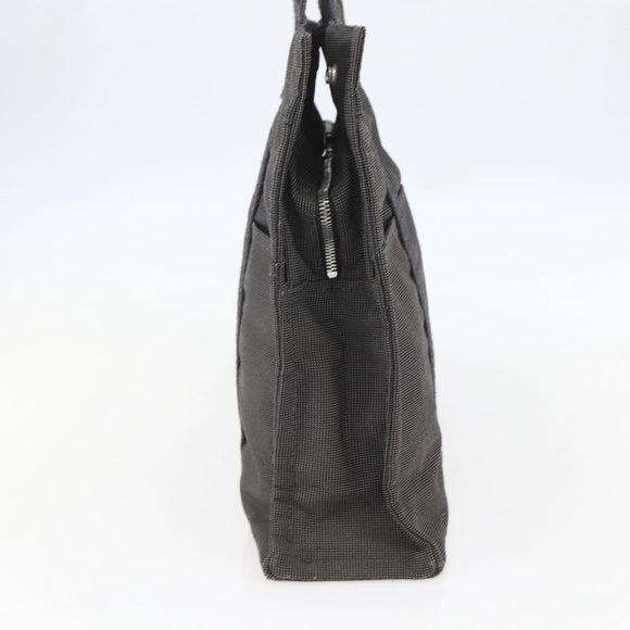 HERMES Her Line MM Hand Bag Canvas Gray Silver Auth 153727