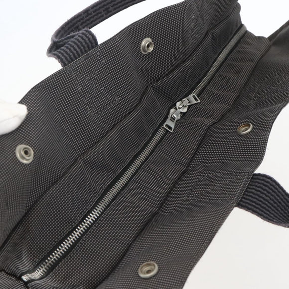 HERMES Her Line MM Hand Bag Canvas Gray Silver Auth 153727