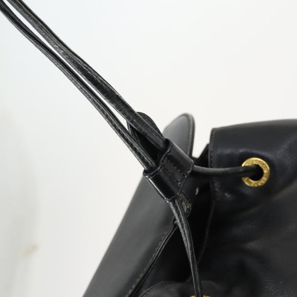 GUCCI Bamboo Backpack Leather Black Gold 003 1998 0016 Auth 153728