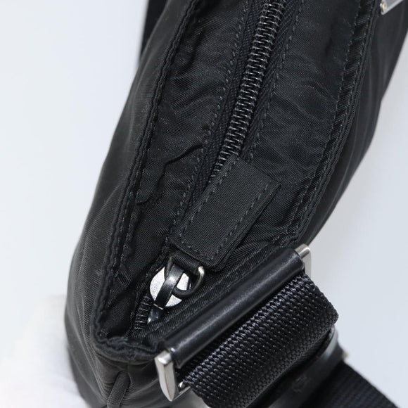 PRADA Shoulder Bag Nylon Black Silver Auth 153729