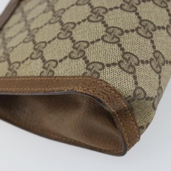 GUCCI GG Supreme Web Sherry Line Clutch Bag PVC Beige Gold 89 01 032 Auth 153730