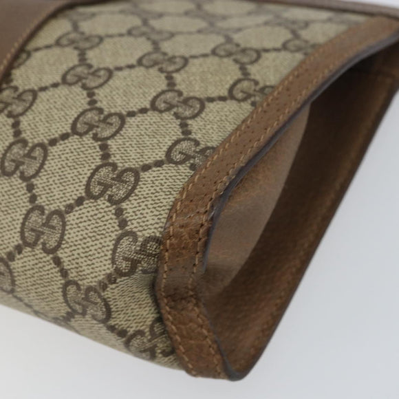 GUCCI GG Supreme Web Sherry Line Clutch Bag PVC Beige Gold 89 01 032 Auth 153730