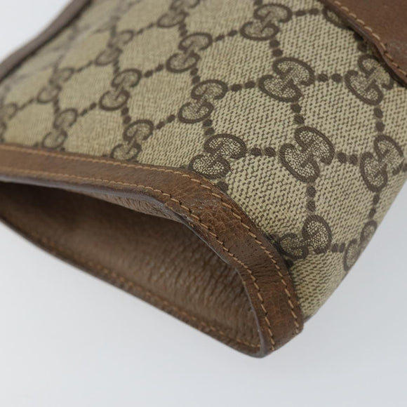 GUCCI GG Supreme Web Sherry Line Clutch Bag PVC Beige Gold 89 01 032 Auth 153730