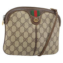 GUCCI GG Supreme Web Sherry Line Bag PVC Beige Gold 904 02 047 Auth 153731-1