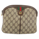 GUCCI GG Supreme Web Sherry Line Bag PVC Beige Gold 904 02 047 Auth 153731-13