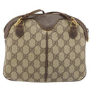 GUCCI GG Supreme Web Sherry Line Bag PVC Beige Gold 904 02 047 Auth 153731-2