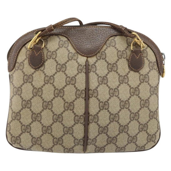 GUCCI GG Supreme Web Sherry Line Bag PVC Beige Gold 904 02 047 Auth 153731
