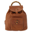 GUCCI Bamboo Backpack Leather Brown Gold 003 1956 0030 Auth 153732-2