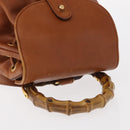 GUCCI Bamboo Backpack Leather Brown Gold 003 1956 0030 Auth 153732-6