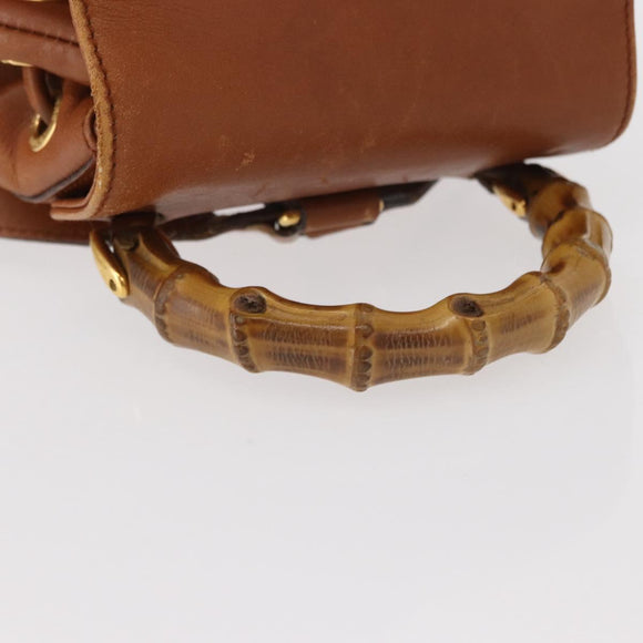 GUCCI Bamboo Backpack Leather Brown Gold 003 1956 0030 Auth 153732