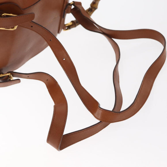 GUCCI Bamboo Backpack Leather Brown Gold 003 1956 0030 Auth 153732
