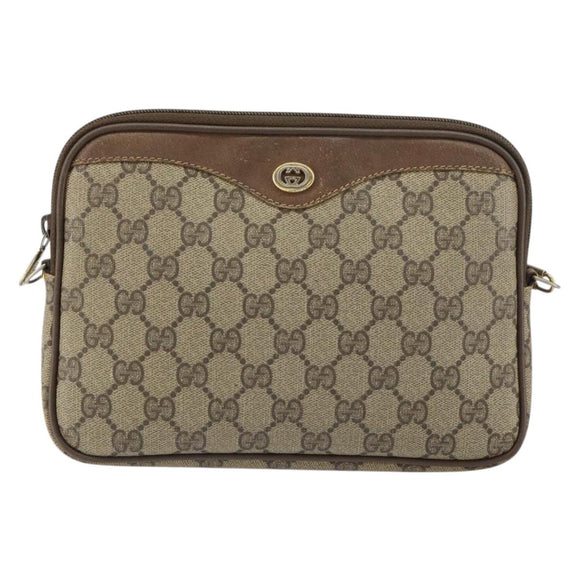 GUCCI GG Supreme Shoulder Bag PVC Beige Gold 56 02 068 Auth 153733