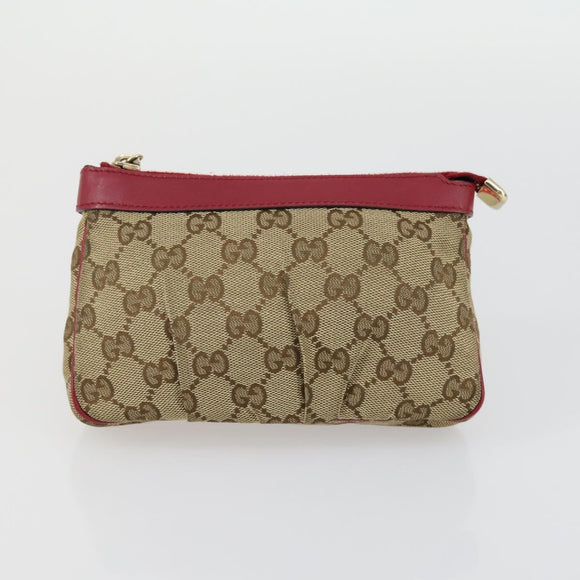 GUCCI GG Supreme Web Sherry Line Shoulder Bag PVC 3 Set Beige Gold Auth 153734