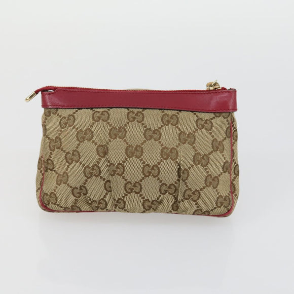 GUCCI GG Supreme Web Sherry Line Shoulder Bag PVC 3 Set Beige Gold Auth 153734