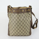 GUCCI GG Supreme Web Sherry Line Shoulder Bag PVC 3 Set Beige Gold Auth 153734-3