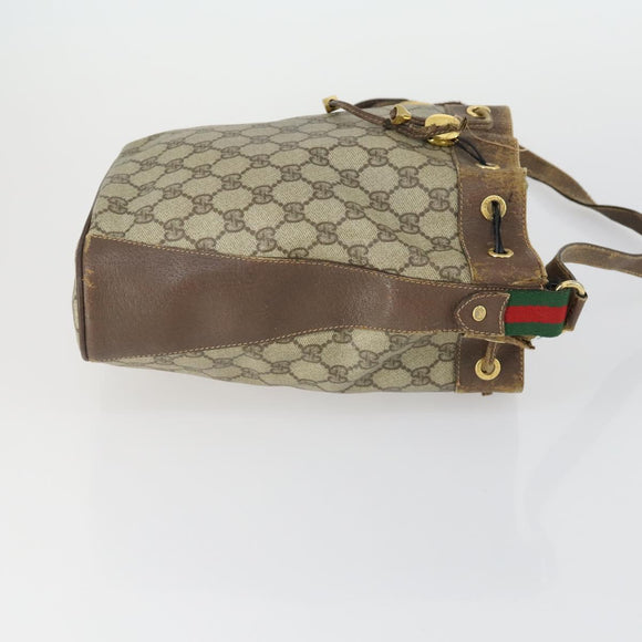 GUCCI GG Supreme Web Sherry Line Shoulder Bag PVC 3 Set Beige Gold Auth 153734