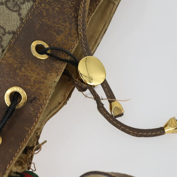 GUCCI GG Supreme Web Sherry Line Shoulder Bag PVC 3 Set Beige Gold Auth 153734