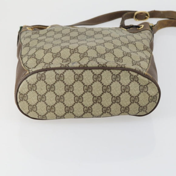 GUCCI GG Supreme Web Sherry Line Shoulder Bag PVC 3 Set Beige Gold Auth 153734