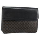 CELINE Macadam Canvas Clutch Bag PVC Leather Black Gold Auth 153735-1