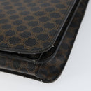 CELINE Macadam Canvas Clutch Bag PVC Leather Black Gold Auth 153735-10