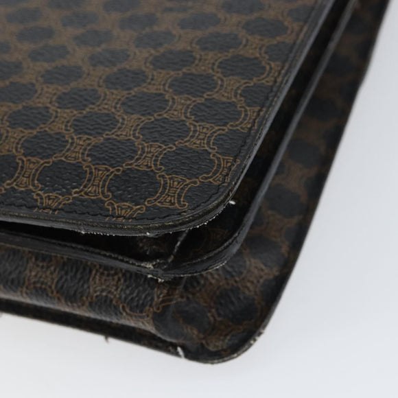 CELINE Macadam Canvas Clutch Bag PVC Leather Black Gold Auth 153735