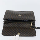 CELINE Macadam Canvas Clutch Bag PVC Leather Black Gold Auth 153735-12