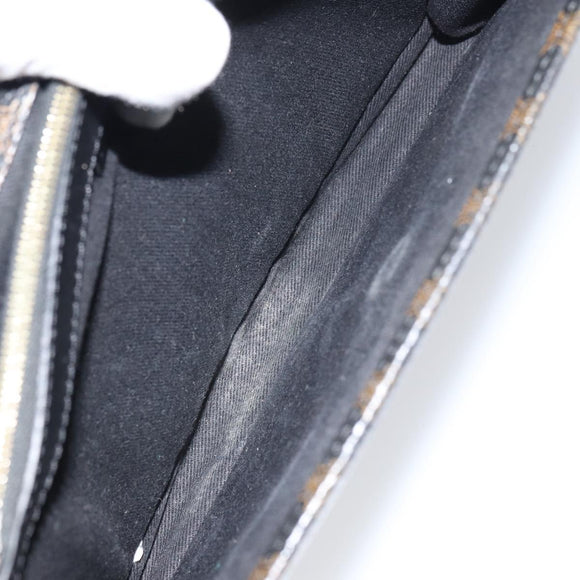 CELINE Macadam Canvas Clutch Bag PVC Leather Black Gold Auth 153735