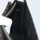 CELINE Macadam Canvas Clutch Bag PVC Leather Black Gold Auth 153735-16