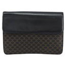 CELINE Macadam Canvas Clutch Bag PVC Leather Black Gold Auth 153735-2